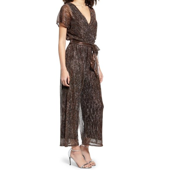 Metallic Surplice Jumpsuit - Picture 2 of 8